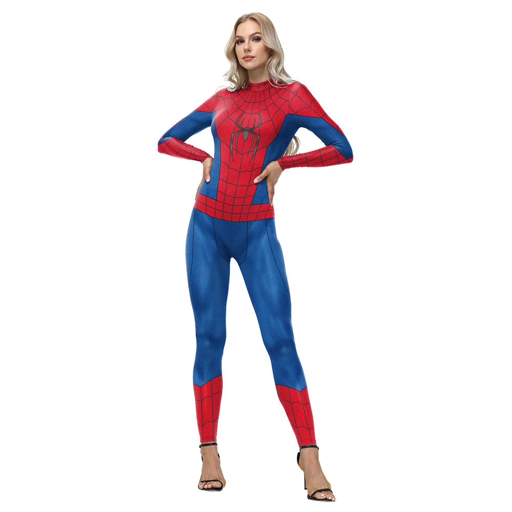 2026 Superhero Style Printed Polyester Cosplay Costume Jumpsuit Adult Character Outfit Halloween Party Wear