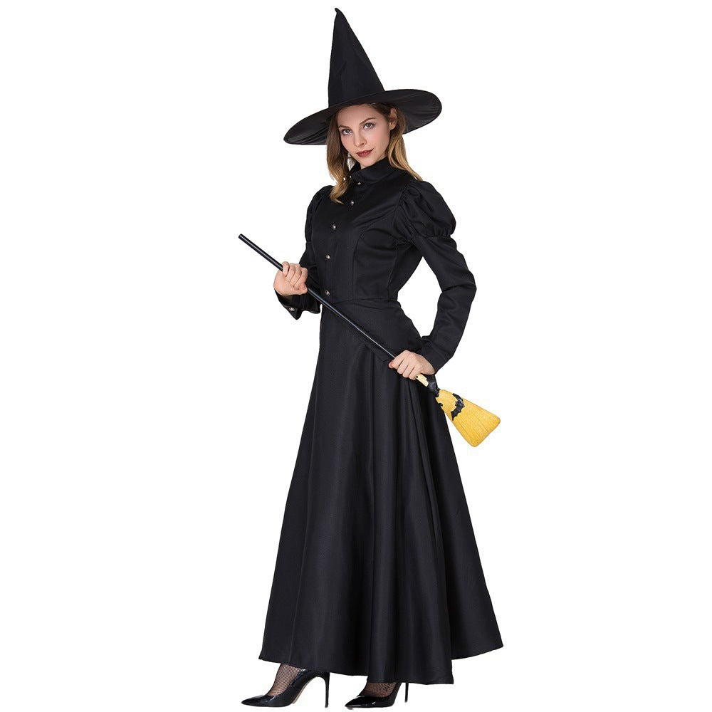 Amazon Halloween Stage Performance Cosplay Black Witch Magician Role-Playing Family Costumes