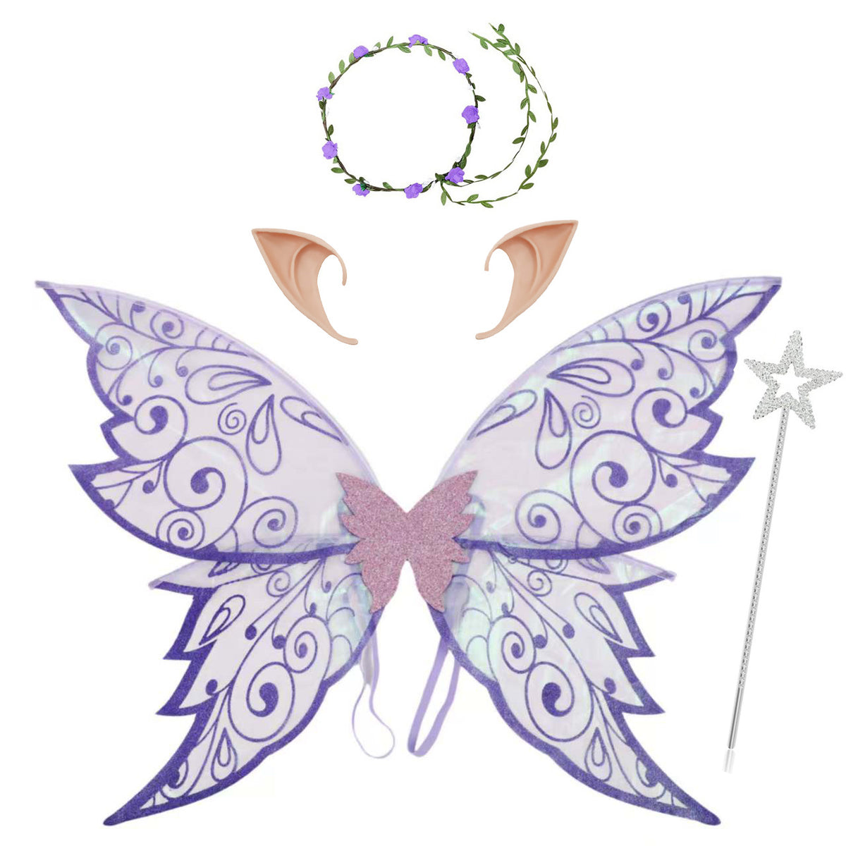 2025 Halloween New Products for Kidsren and Adults Elf Butterfly Wings Back Decoration Holiday Party Dress up Hot Stamping Butterfly Wings