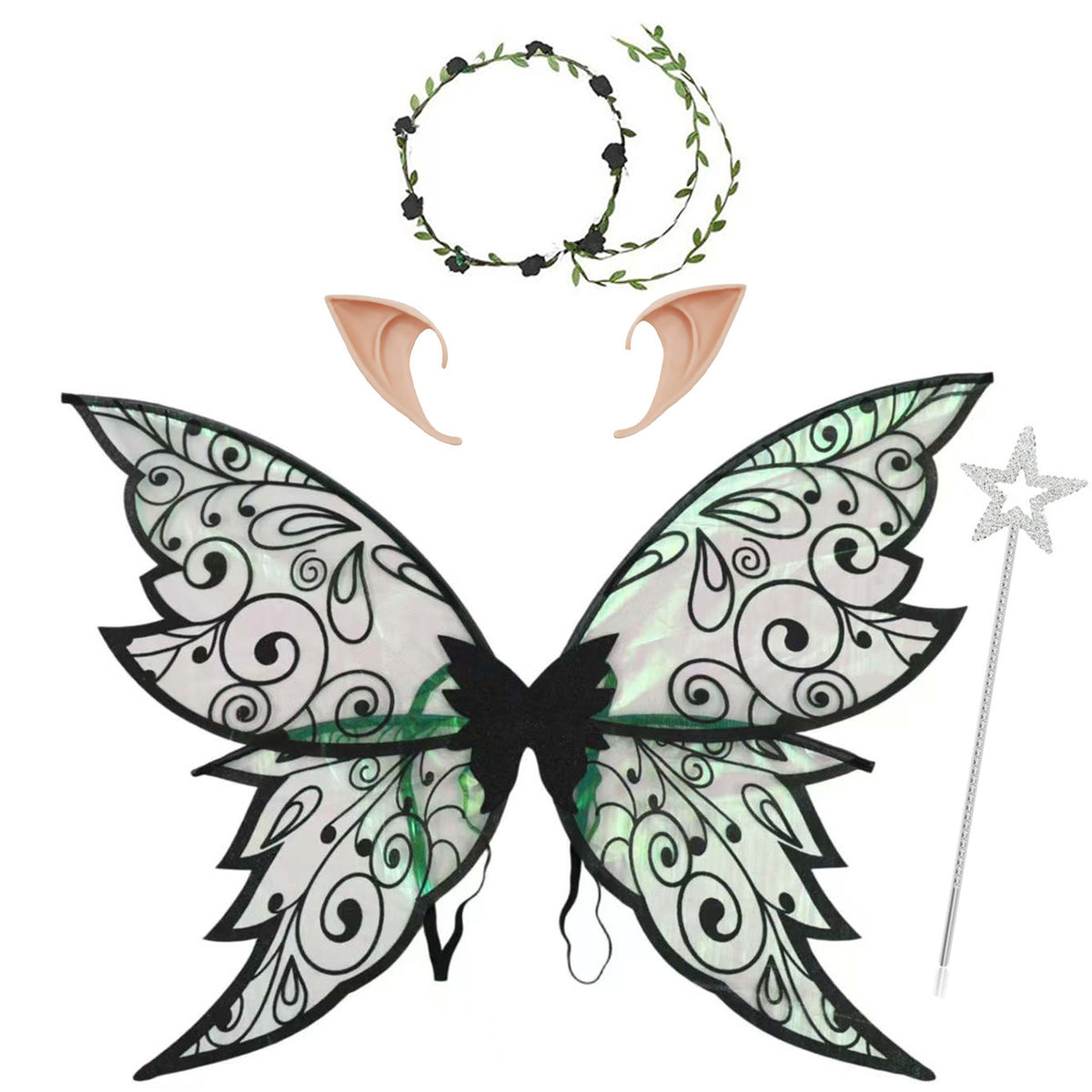 2025 Halloween New Products for Kidsren and Adults Elf Butterfly Wings Back Decoration Holiday Party Dress up Hot Stamping Butterfly Wings