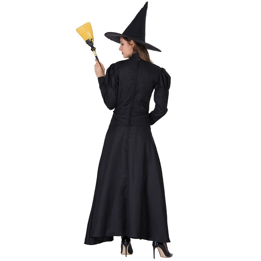 Amazon Halloween Stage Performance Cosplay Black Witch Magician Role-Playing Family Costumes