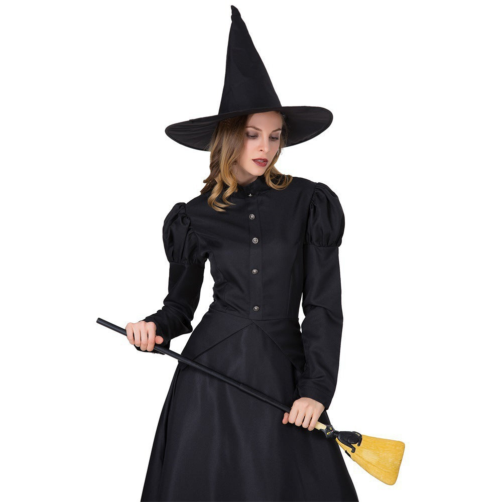 Amazon Halloween Stage Performance Cosplay Black Witch Magician Role-Playing Family Costumes