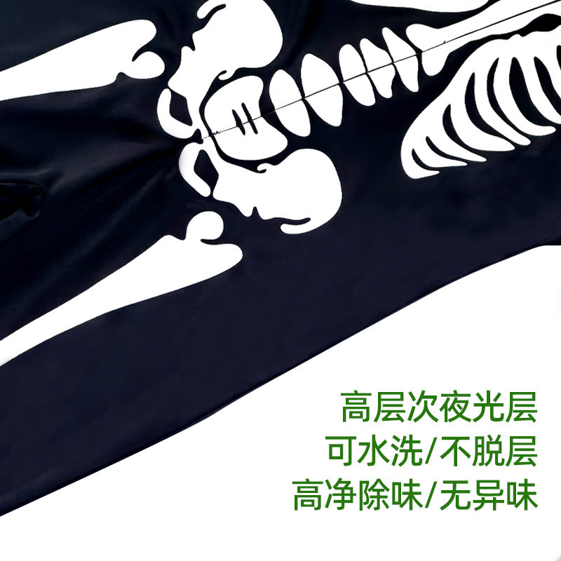 Cross-border Halloween Children's Costume Skull Skeleton White Luminous Ghost Costume Playing One-piece Hooded Costume Costume