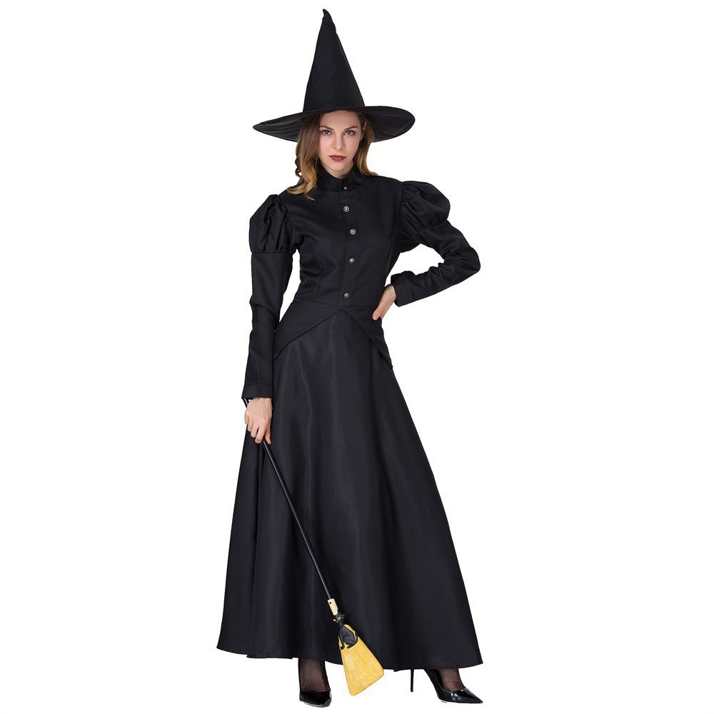 Amazon Halloween Stage Performance Cosplay Black Witch Magician Role-Playing Family Costumes