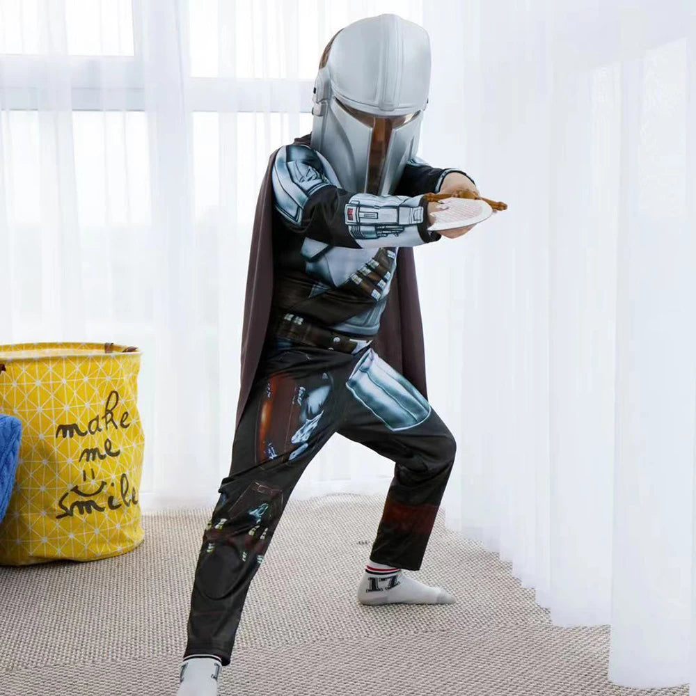 Halloween Costumes for Boy Children Anime Cosplay Galaxy Bounty Hunter Mandalorian Costume Fantasy Armor Suit with Mask Full Set
