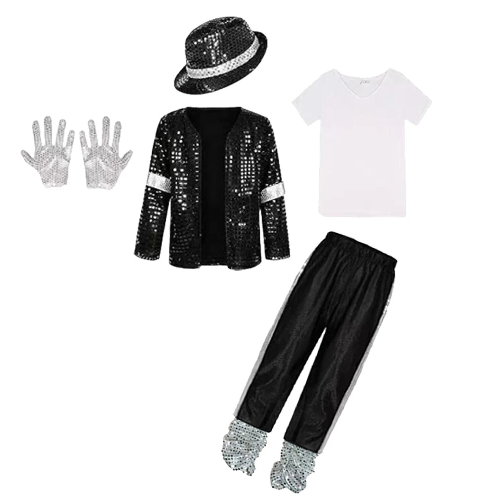 Kids Halloween Cosplay Superstar Singer Michael Jackson Clothes Dance Performance Children's Costume Boys Girls Outfits