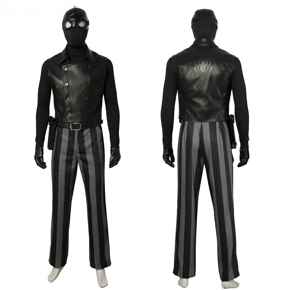 Black Man Noir Cosplay Costume Long Trench Coat Leather Vest Full Set and Individual Items Are Sold Superhero Halloween Costumes