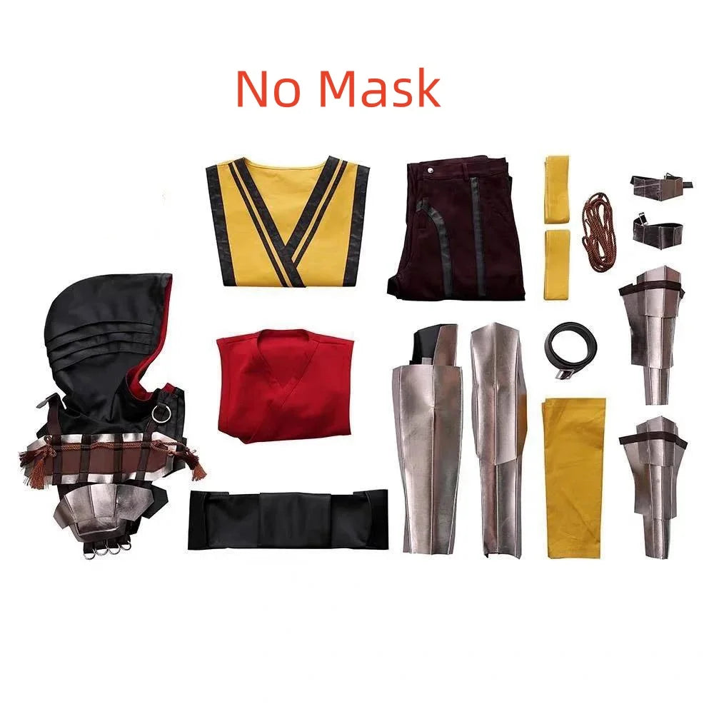 Scorpion Cosplay Game Mortal Kombat 11 Costume Men Fancy Battle Uniform Suit Halloween Carnival Party Warrior Disguise Outfits