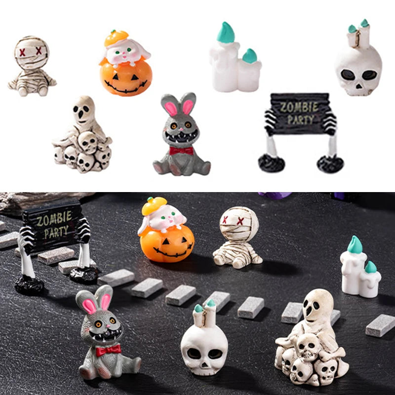 Micro Landscape Halloween Decoration Accessories Mummy Skull Rabbit Magic House Ghost Pumpkin Small Ornament Miniatures