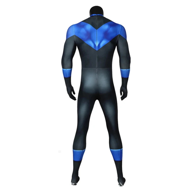 Superhero Nightwing Cosplay Zentai Bodysuit Robin Dick Grayson Jumpsuit Mask Costume Set Halloween Party Cosplay Catsuit Spandex