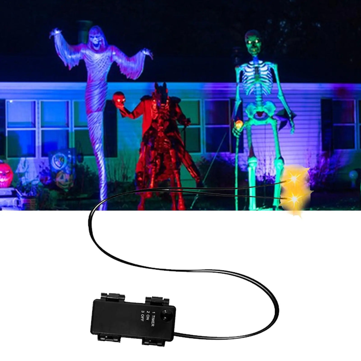 Glowing Eyes Halloween Decor with Timer LED Light Up Props for Skulls Pumpkins Tombstones Masks Halloween Party Decorations