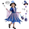 2026 Girls Halloween Cosplay Witch Dress With Hat Bag Costume Carnival Vestidos Kids Party Cosplay Dress Children Costume