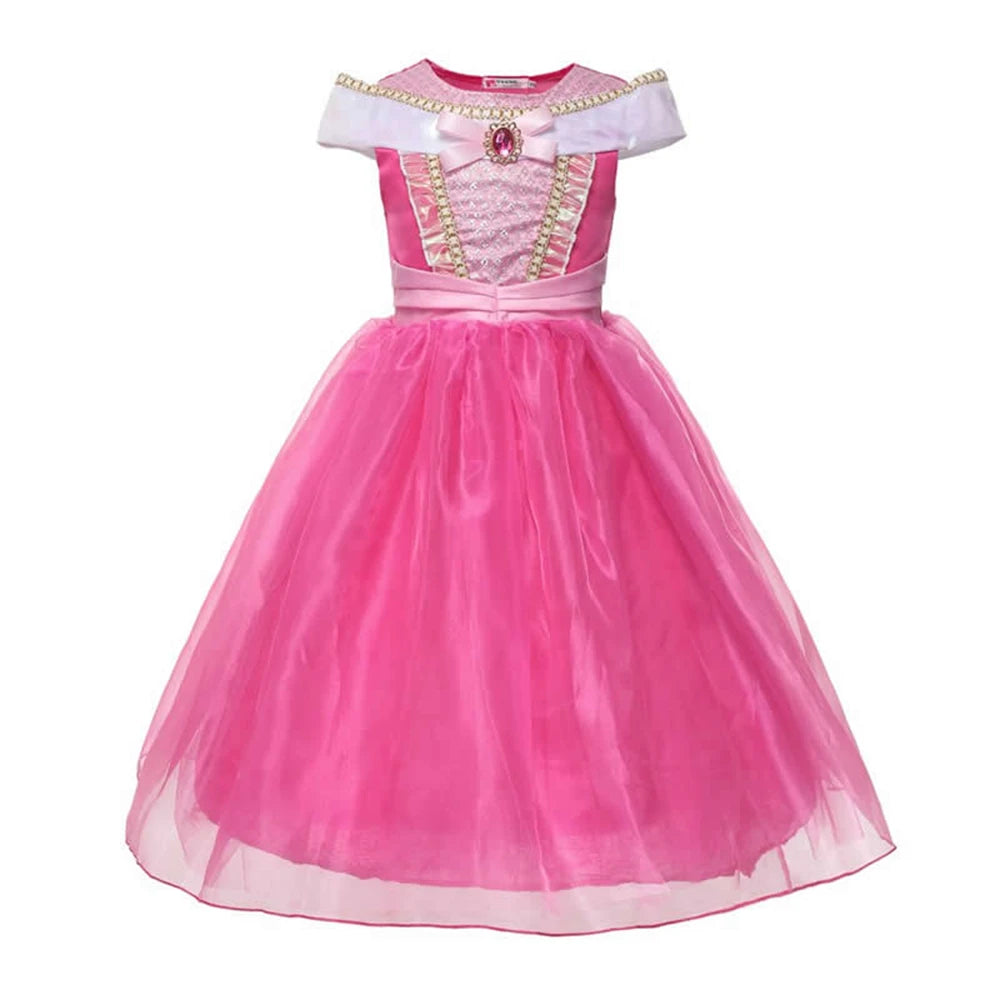 Girls Princess Dress Kids Elsa Anna Snow White Aurora Belle Rapunzel Peach Halloween Costume Children Birthday Party Clothes