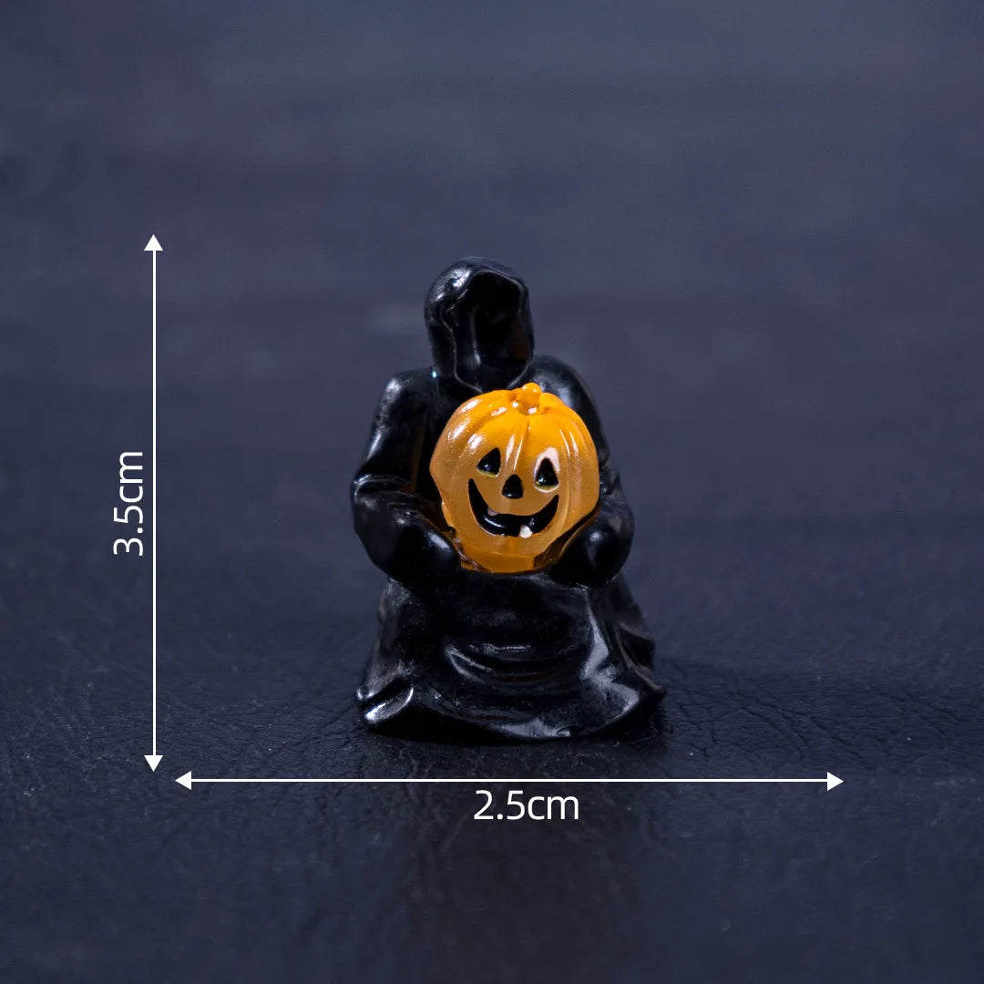 5pcs/10pcs Halloween Grim Reaper Ghost Dolls Miniature Landscape DIY Decor Accessories Mini Desktop Ornaments Halloween Decor