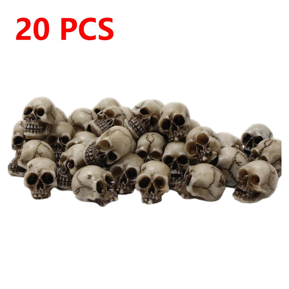 20-60Pcs Skull Sculptures Collectable Halloween Decorative Skeleton Model Festival Theme Landscape Garden Potted Plant Decor