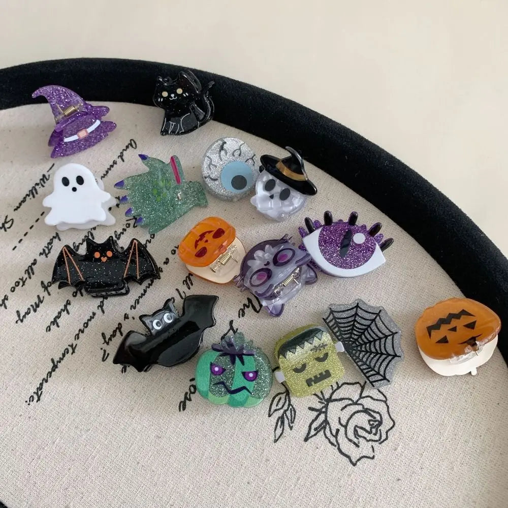 Fashion Creative Small Bat Pumpkin Shape Hairpin Halloween Festive Hair Clip Children Girl Four Seasons Party Headwear