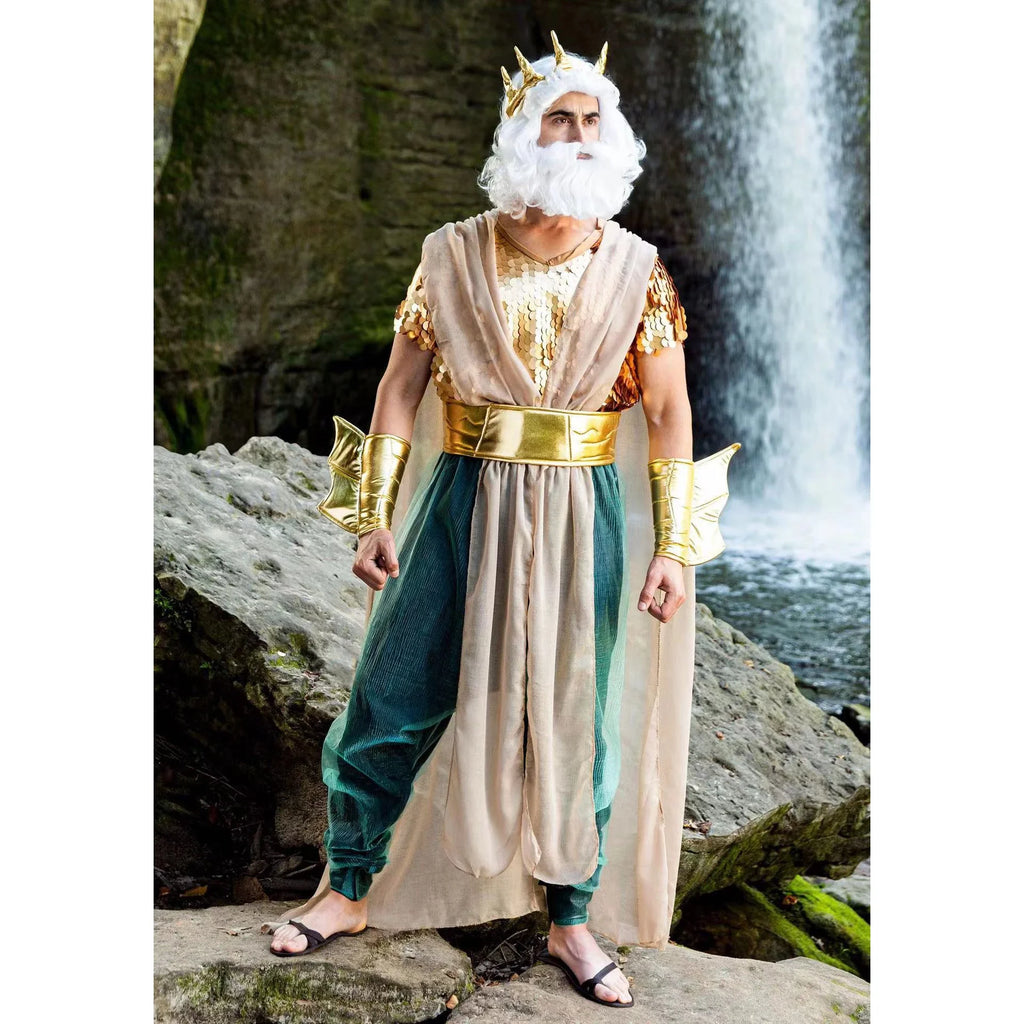 Couple Neptune King Sea Siren Mermaid Queen Costume Men Poseidon Costumes Fantasia Halloween Purim Carnival Mardi Gras Dress up
