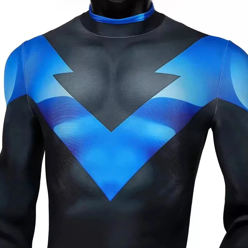Superhero Nightwing Cosplay Zentai Bodysuit Robin Dick Grayson Jumpsuit Mask Costume Set Halloween Party Cosplay Catsuit Spandex