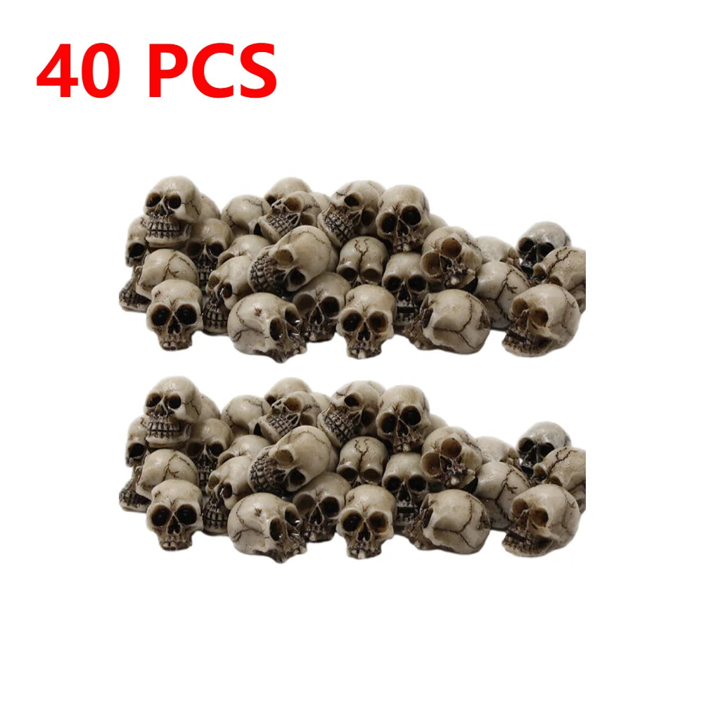 20-60Pcs Skull Sculptures Collectable Halloween Decorative Skeleton Model Festival Theme Landscape Garden Potted Plant Decor