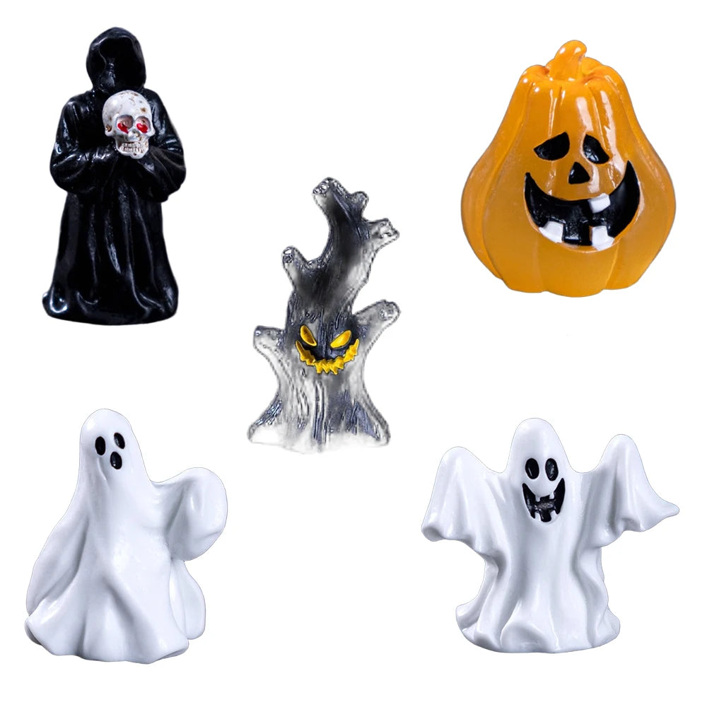 5pcs/10pcs Halloween Grim Reaper Ghost Dolls Miniature Landscape DIY Decor Accessories Mini Desktop Ornaments Halloween Decor