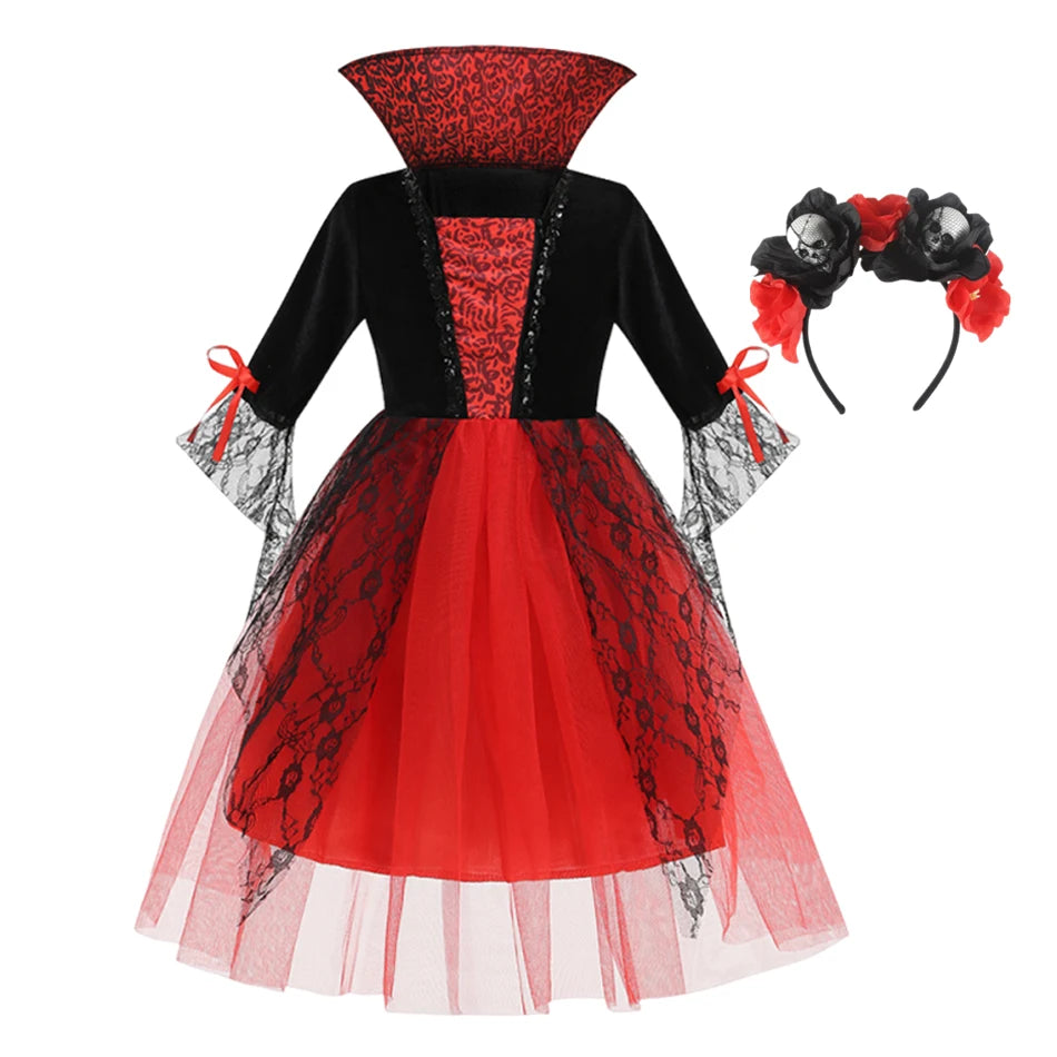 2026 Girl Ghost Bride Gothic Halloween Cosplay Dress Up Kid Costume Kids Carnival Party Clothes Party Gifts