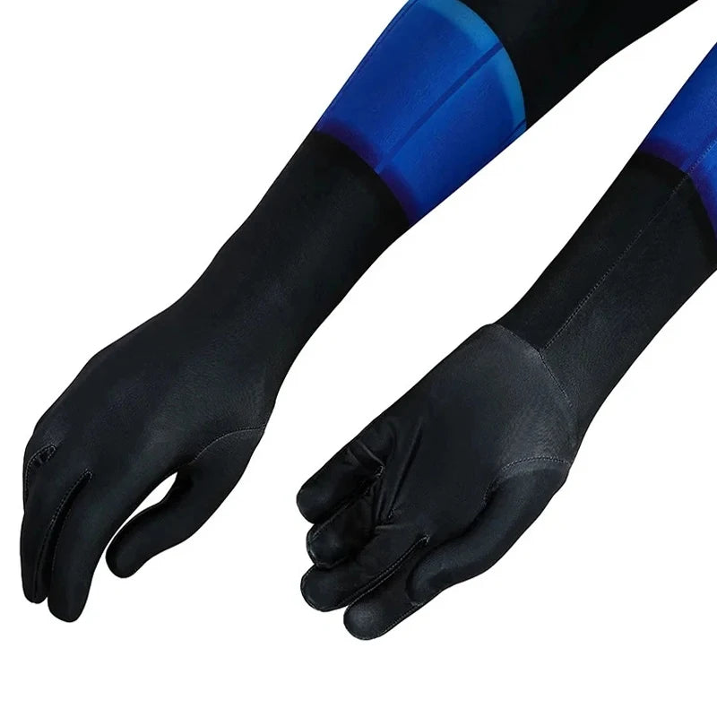 Superhero Nightwing Cosplay Zentai Bodysuit Robin Dick Grayson Jumpsuit Mask Costume Set Halloween Party Cosplay Catsuit Spandex