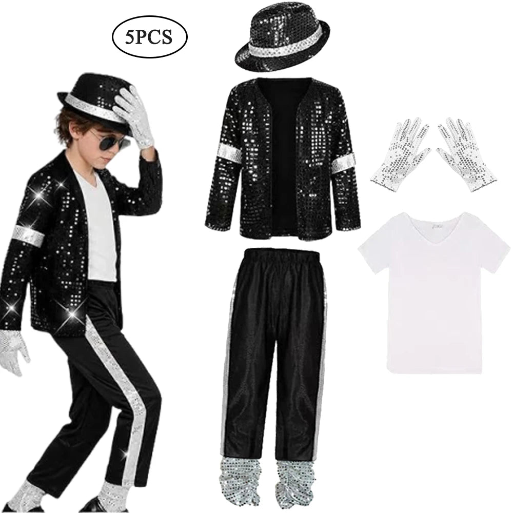 Kids Halloween Cosplay Superstar Singer Michael Jackson Clothes Dance Performance Children's Costume Boys Girls Outfits
