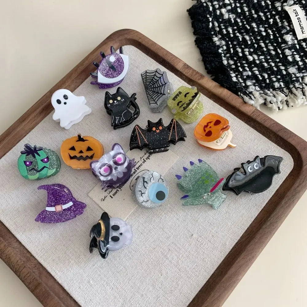 Fashion Creative Small Bat Pumpkin Shape Hairpin Halloween Festive Hair Clip Children Girl Four Seasons Party Headwear