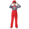 Halloween Cosplay Costume Red Red Overalls Cover Striped T-shirt Hat Suit Performance Party Role Playing Outfits for Unisex