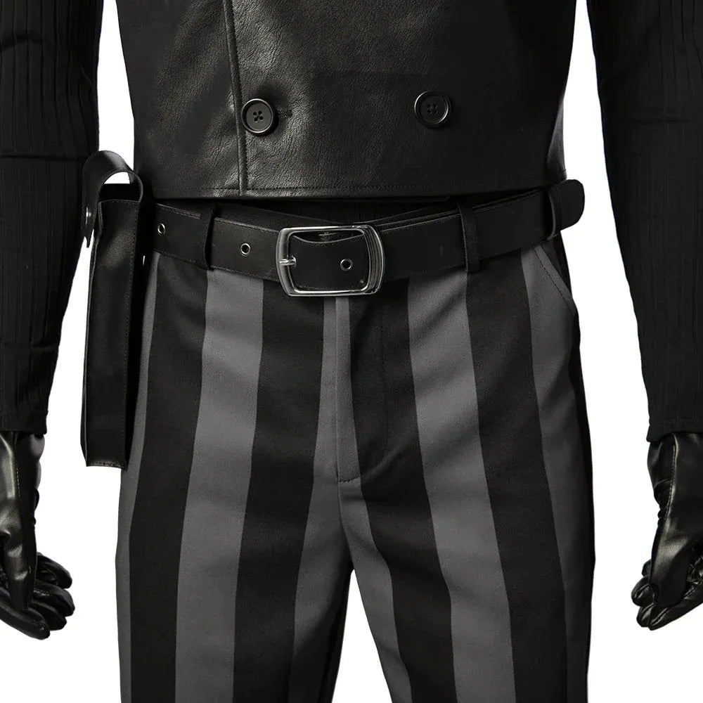 Black Man Noir Cosplay Costume Long Trench Coat Leather Vest Full Set and Individual Items Are Sold Superhero Halloween Costumes