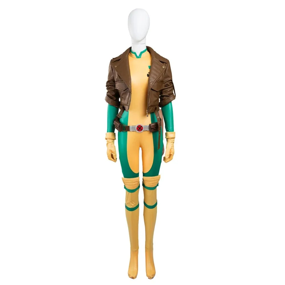 Woman Rogue Cosplay Costume Anna Bodysuit Leather Coat Outfit Full Set and Individual Items Are Sold Halloween Deguisement