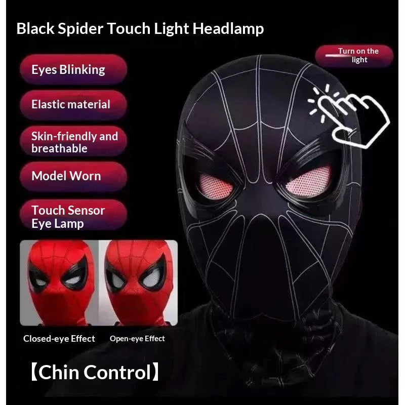 Spider-Man Headgear With Movable Eyes Cool Cosplay Accessory Manual Electric Amazing Mask Gift For Festivals Party Display