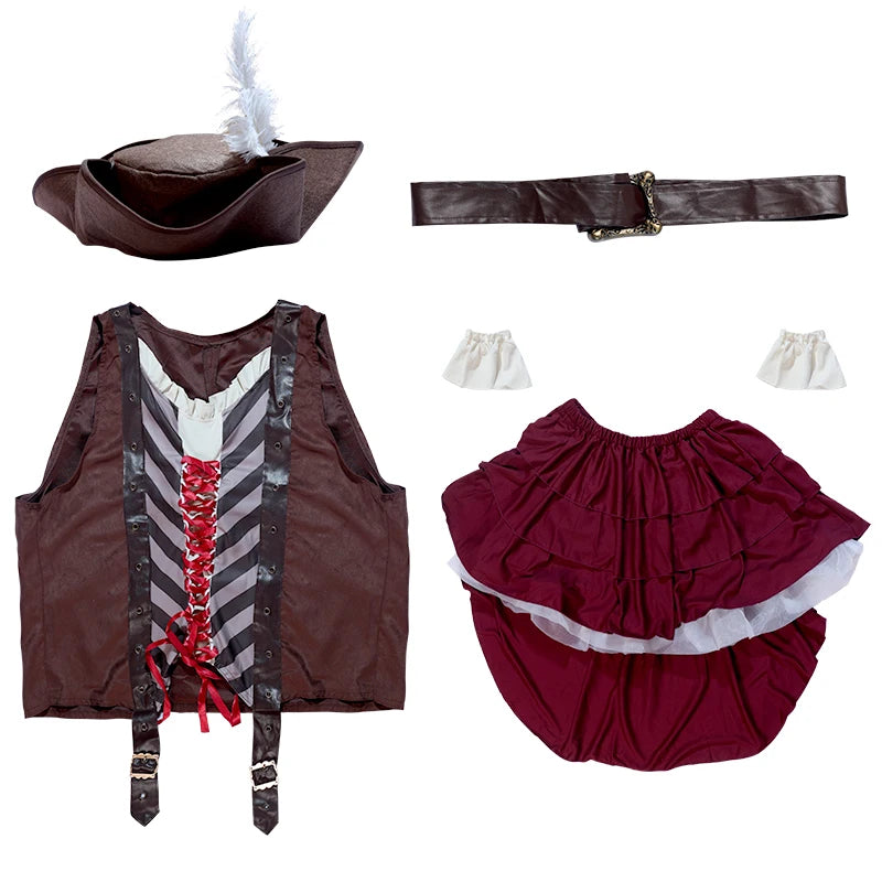 Beautiful Female Pirate Character Costume Performance, Caribbean Costume Party, Stage Performance, Striped Elements