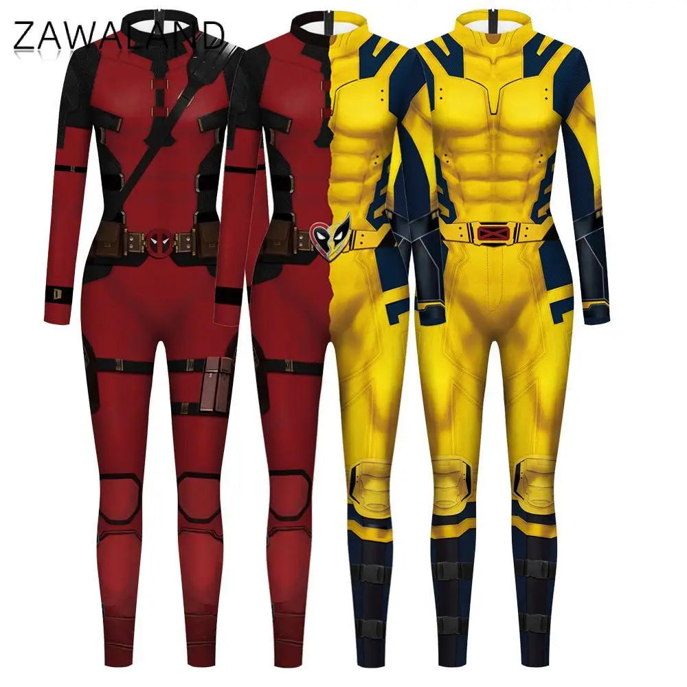 Wolverine Deadpool Costume Adult Boy Girl Cosplay Bodysuit Fancy Halloween Party Dress Up Novelty T-shirts Carnival Zentai Suit