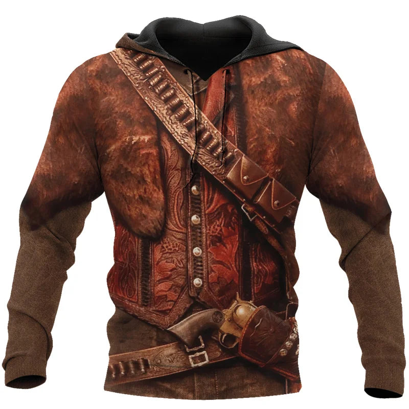 West Cowboy Cosplay Hoodies Men Women Clothing Santa Claus Hoodie Sweatshirt Comforts Long Sleeved Pullover Tops Streetwear