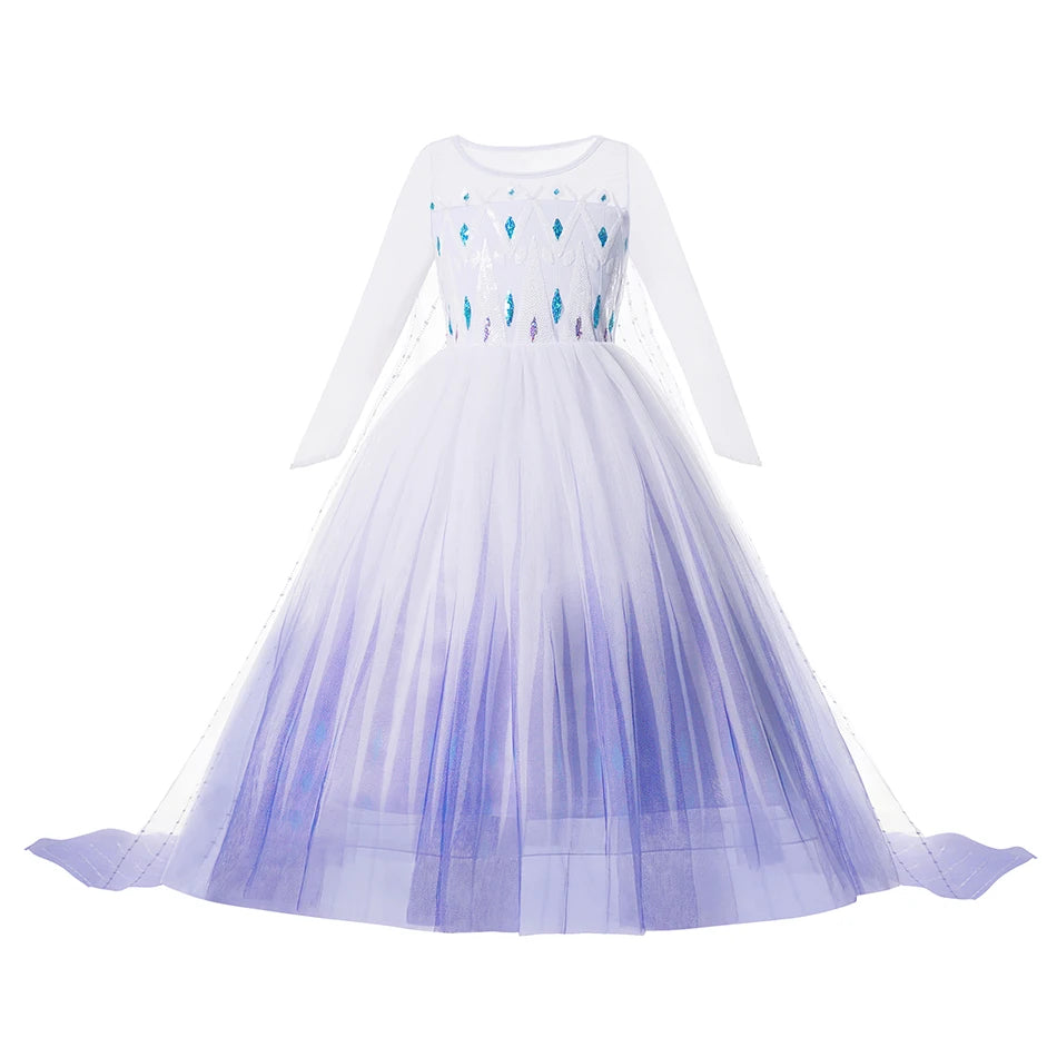 Girls Princess Dress Kids Elsa Anna Snow White Aurora Belle Rapunzel Peach Halloween Costume Children Birthday Party Clothes