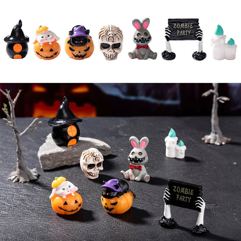 Micro Landscape Halloween Decoration Accessories Mummy Skull Rabbit Magic House Ghost Pumpkin Small Ornament Miniatures
