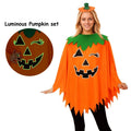 Adult Pumpkin Cape Shawl Costume, Halloween Party Role Play Set, Cloak Outfit with Pumpkin Hat Headband for Stage Show Costume