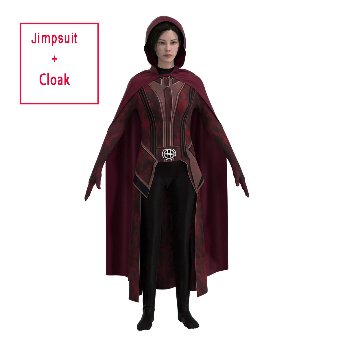 Scarlet Cosplay Witch Maximoff Wanda Vision Cosplay Costume Headwear Cloak and Pants Full Set Outfit Halloween