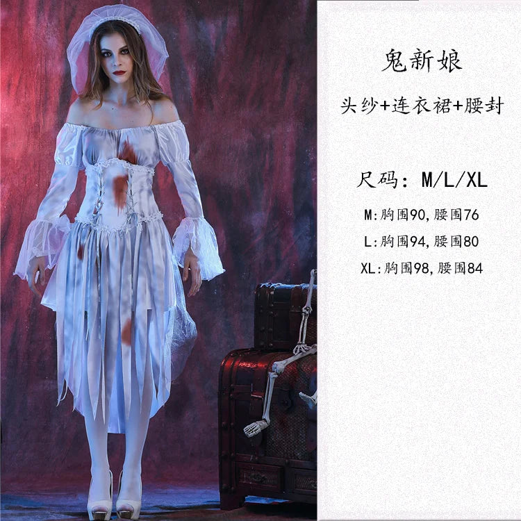 Women Halloween Vampire couple uniform Purim Cosplay Costumes men Horror Ghost Dead Zombie Corpse Bride costume Dress adult