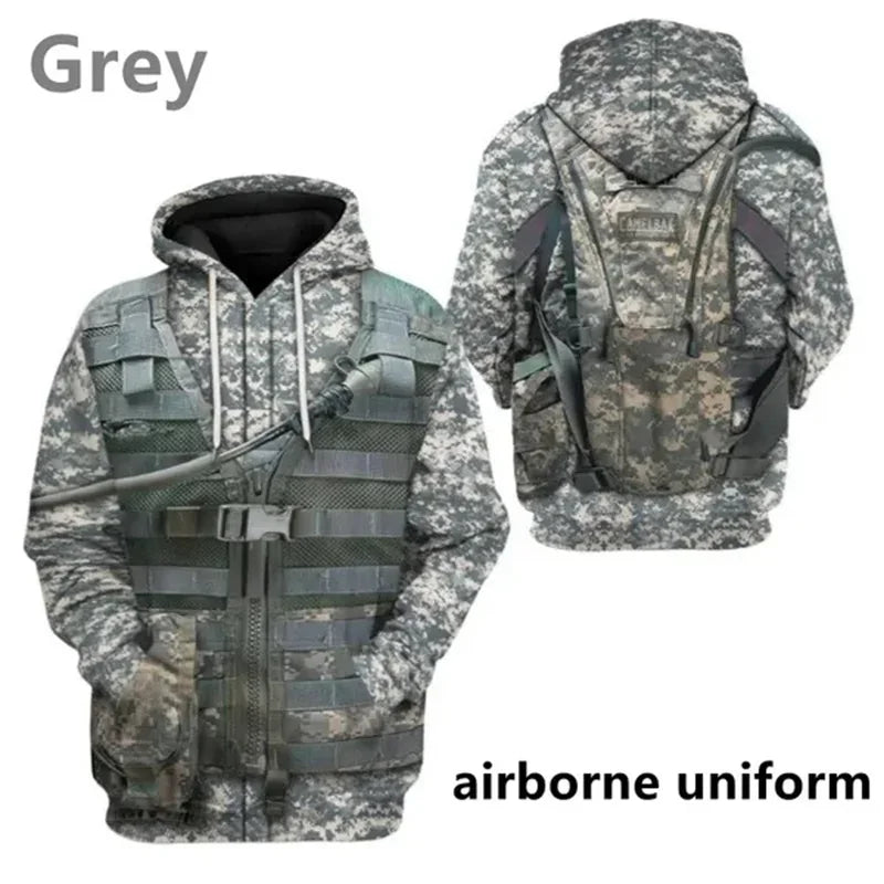Men WWI Historical‑Style 3D Union Jack Print Drawstring Hoodie, Vintage History Theme Cosplay Casual Street‑Wear Pullover Tops