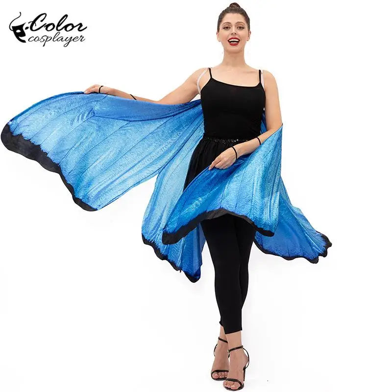 Blue Butterfly Cloak Skeleton Jumpsuit Halloween Cosplay Costume Witch Bodysuit Women Catsuit Funny Carnival Performance Outfit