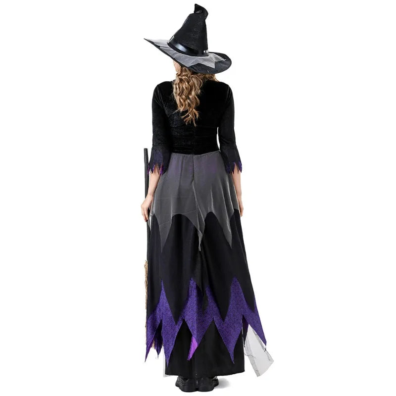 Halloween Adult Witch Cosplay Costumes Women Vampire Dress Gothic Outfit Sorceress Party Festival Stage Performance Magic Robe