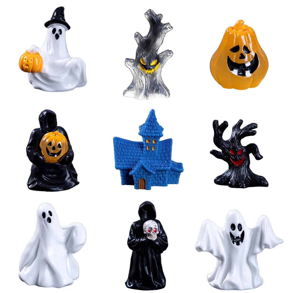 5pcs/10pcs Halloween Grim Reaper Ghost Dolls Miniature Landscape DIY Decor Accessories Mini Desktop Ornaments Halloween Decor