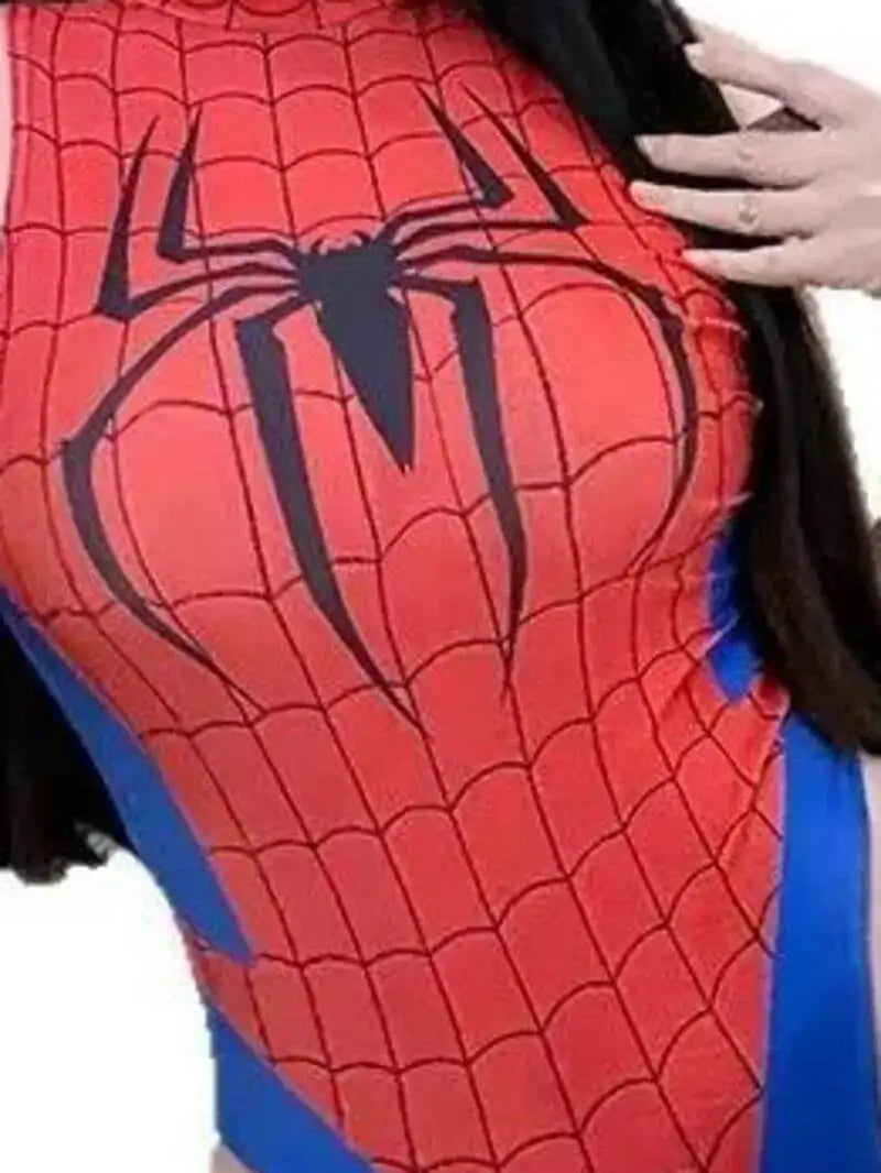 New Anime Swimsuit Cosplay Costume Bodysuits Elegant Sexy Sleeveless Spider Print Round Neck Bodysuits Pure Desire Charming R3RV