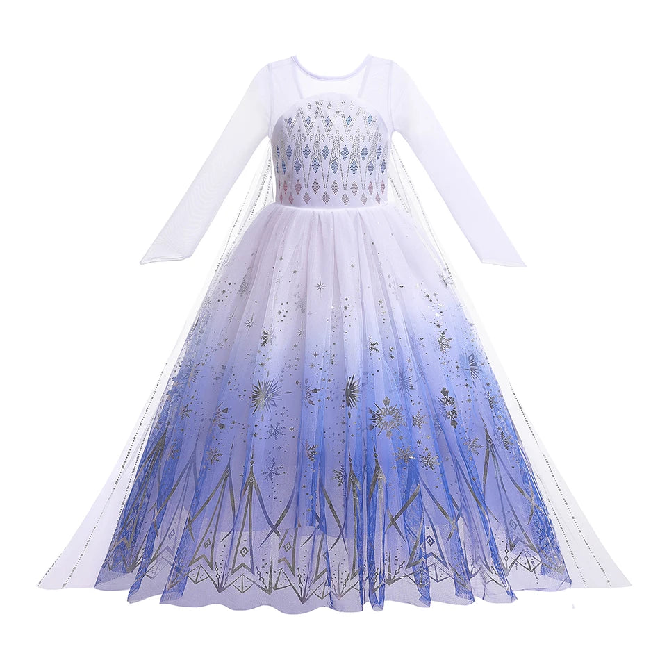 Girls Princess Dress Kids Elsa Anna Snow White Aurora Belle Rapunzel Peach Halloween Costume Children Birthday Party Clothes