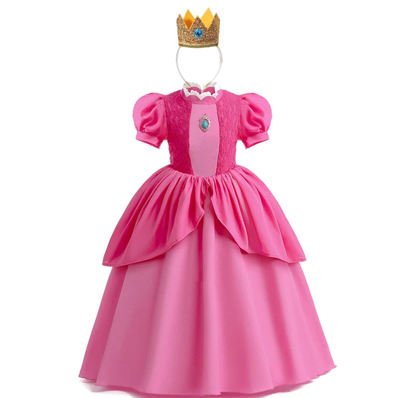 Girls Princess Dress Kids Elsa Anna Snow White Aurora Belle Rapunzel Peach Halloween Costume Children Birthday Party Clothes