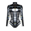 New Superhero Jumpsuit Cosplay Costume Robot Armor Zentai 3D Digital Print Women's Long Sleeve Zipper Bodysuit Halloween Party