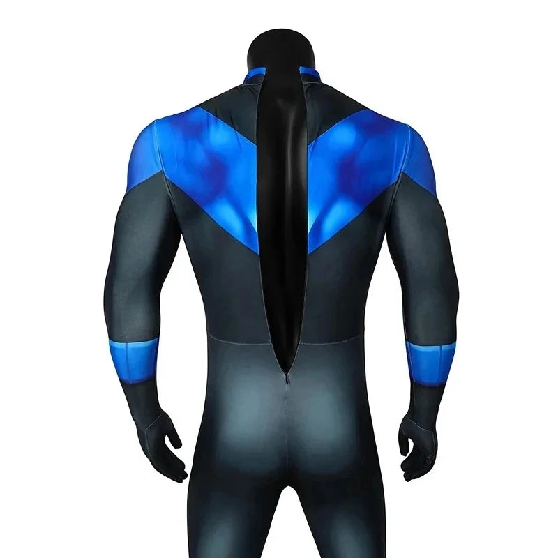 Superhero Nightwing Cosplay Zentai Bodysuit Robin Dick Grayson Jumpsuit Mask Costume Set Halloween Party Cosplay Catsuit Spandex
