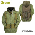 Men WWI Historical‑Style 3D Union Jack Print Drawstring Hoodie, Vintage History Theme Cosplay Casual Street‑Wear Pullover Tops